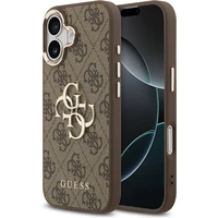 Guess PU Leather 4G Metal Logo Gold Frame MagSafe kryt iPhone 17 hnědý - Pouzdra