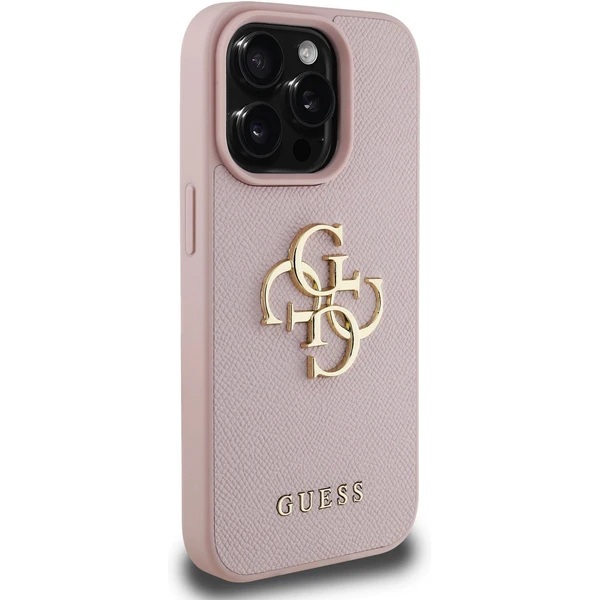 Guess PU Grained 4G Metal Logo kryt iPhone 15 Pro růžový - Pouzdra - Obrázek 4e3e86df39844748829af048117d62da