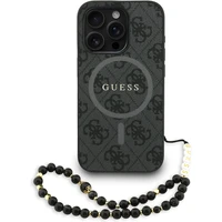 Guess PU Leather 4G Colored Ring Strap MagSafe kryt iPhone 15 Pro černý - Pouzdra