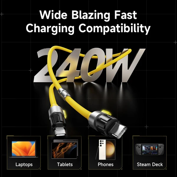 SHARGE Phantom USB-C/USB-C napájecí kabel 240W 1,2m žlutý - Kabely a redukce - Obrázek 4e665653fc5a4627b221311a1e640524