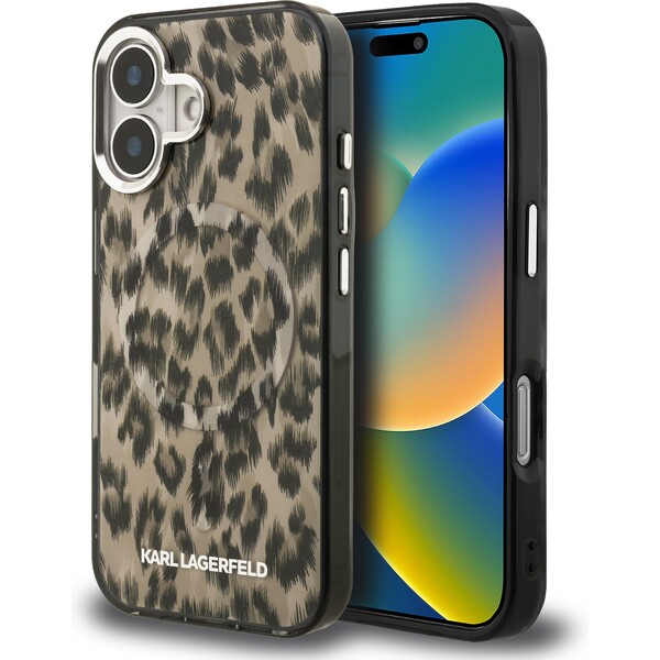 Karl Lagerfeld IML Leopard MagSafe kryt iPhone 16 hnědý