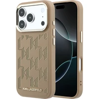 Karl Lagerfeld PU Perforated Monogram MagSafe kryt iPhone 17 Pro béžový - Pouzdra