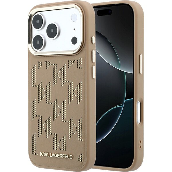 Karl Lagerfeld PU Perforated Monogram MagSafe kryt iPhone 17 Pro béžový
