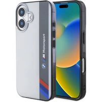 BMW IML Motorsport Vertical Stripe kryt pro iPhone 16 šedý - Pouzdra