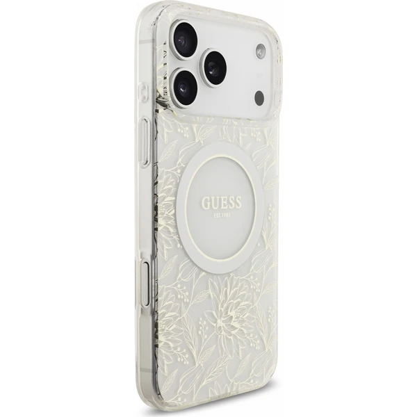 Guess IML Flowers Allover Strap MagSafe kryt iPhone 18 Pro Max bílý - Pouzdra - Obrázek 4f316951cf504848ae641faea529a98e