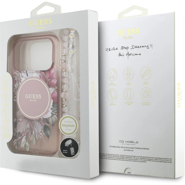 Guess IML Flowers Strap MagSafe kryt iPhone 17 Pro růžový - Pouzdra - Obrázek 4f60d27df47640bdb8783a9e18768b3b