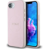 Guess PU Grained Classic Logo MagSafe kryt iPhone 17e/16e růžový - Pouzdra