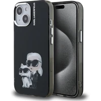 Karl Lagerfeld IML Aquarelle Karl and Choupette kryt iPhone 15 černý - Pouzdra