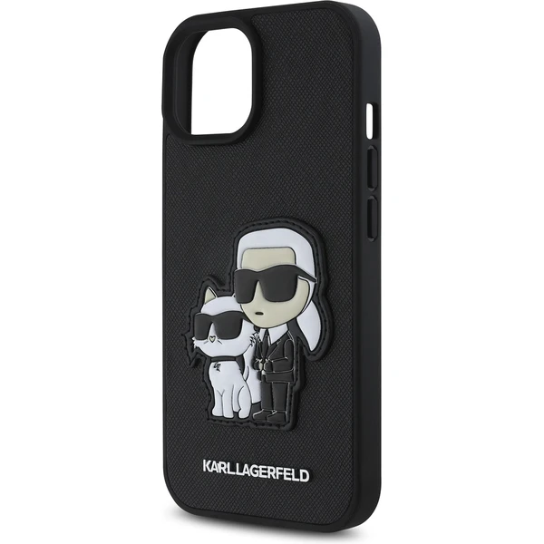 Karl Lagerfeld PU Saffiano Karl and Choupette kryt iPhone 15 černý - Pouzdra - Obrázek 5051a37f0378499aa21453fca2ed3df9