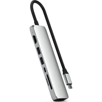 Satechi 7v1 USB-C Slim víceportový adaptér s Ethernetem stříbrný - USB huby