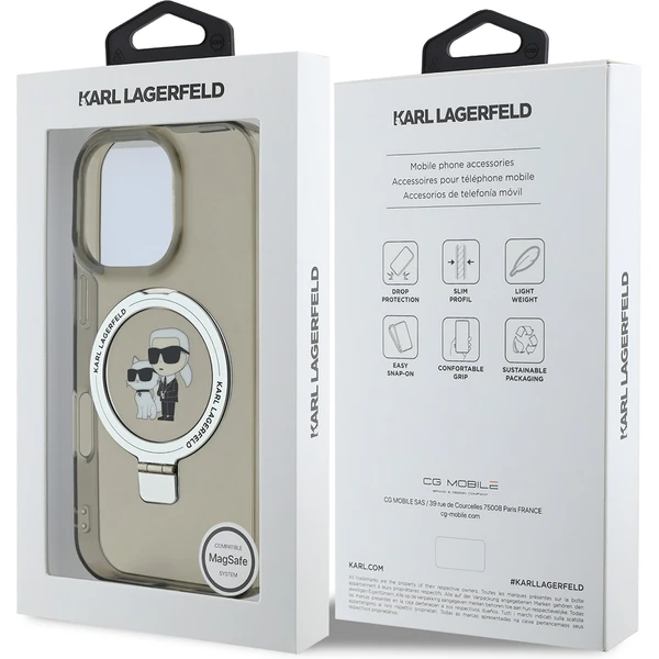 Karl Lagerfeld Ringstand Karl and Choupette MagSafe kryt pro iPhone 16 Pro Max černý - Pouzdra - Obrázek 50aa74e538734a968d9453af2ed1b342