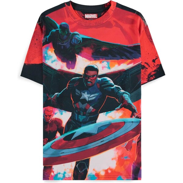 CurePink: pánské tričko Marvel Captain America Kapitán Amerika: Červený Hulk Multicolor