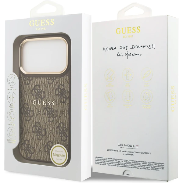 Guess PU Leather 4G Gold Frame MagSafe kryt iPhone 17 Pro hnědý - Pouzdra - Obrázek 511fb6bb87454455a5e975fa4e3e0eb1