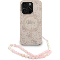 Guess PU Leather 4G Colored Ring Strap MagSafe kryt iPhone 15 Pro růžový - Pouzdra