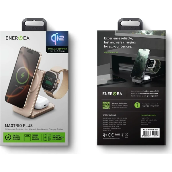 ENERGEA MagTrio Plus 3v1 Foldable (Qi2) MagSafe nabíječka zlatá - Nabíječky - Obrázek 517bccbca0644395aeb9a647d91f2c7d