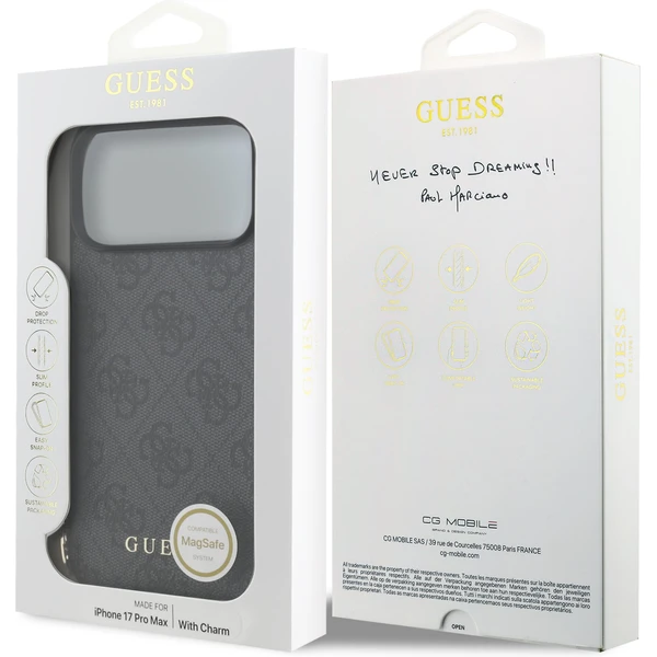Guess 4G Charm kryt iPhone 17 Pro Max šedý - Pouzdra - Obrázek 517c923bebe54f648773f3994ed1fb43