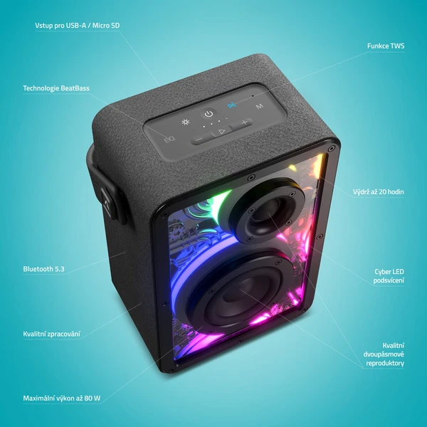 LAMAX CyberWave1 bezdrátový reproduktor černý - Reproduktory - Obrázek 5193e114768e4907ba2a6d8dad6ed2b1