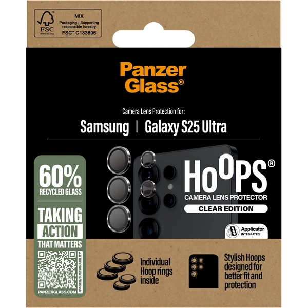 PanzerGlass® Hoops® Samsung Galaxy S25 Ultra čiré ochranné kroužky pro čočky fotoaparátu - Ochranné folie a skla - Obrázek 51FC000J01
