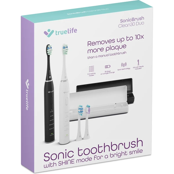 TrueLife SonicBrush Clean30 Duo sonický kartáček bílý/černý - Zubní kartáčky - Obrázek 51dfde750ea24652bd1ba0c9ef237868