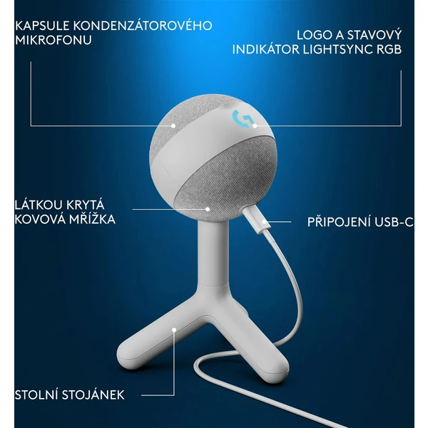 Logitech G Yeti Orb mikrofon bílý - Mikrofony - Obrázek 5234000P01