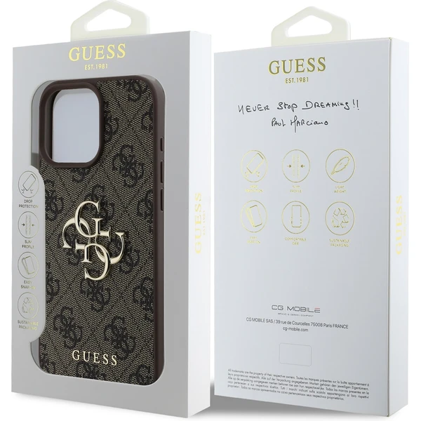 Guess PU 4G Metal Logo kryt pro iPhone 16 Pro hnědý - Pouzdra - Obrázek 524970d1616b47d78d7a4242b9daaed8