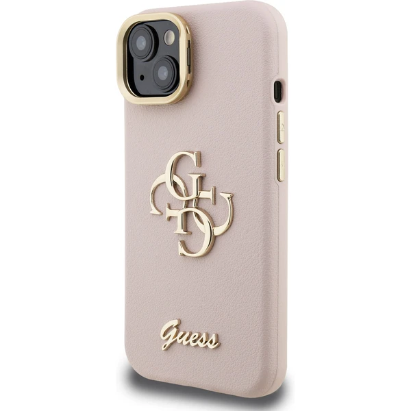 Guess PU Grained 4G Logo Stand Camera Frame kryt iPhone 15 růžový - Pouzdra - Obrázek 5253cf94343a445eb76e4267bb9868ab