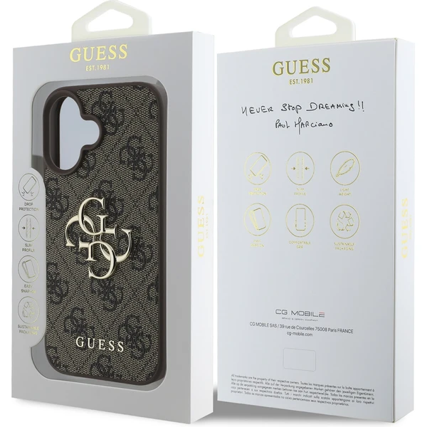 Guess PU 4G Metal Logo kryt pro iPhone 16 hnědý - Pouzdra - Obrázek 5253d5498b564607b956824554aeb9a6