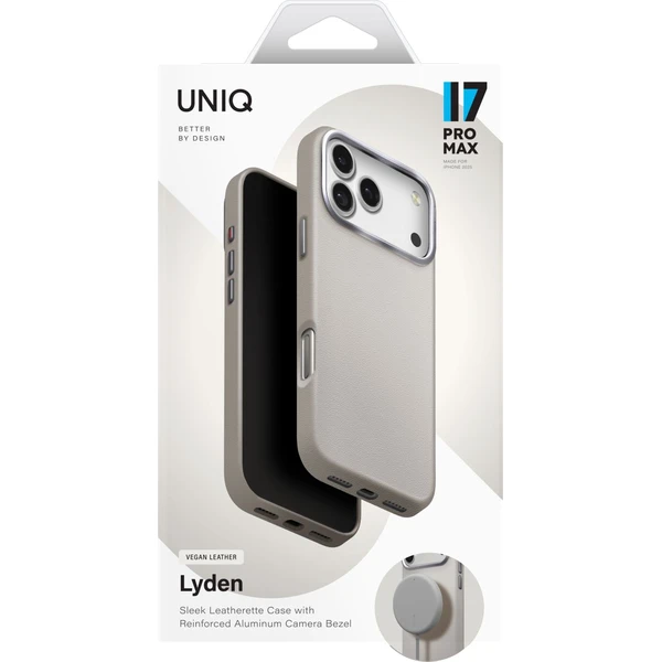 UNIQ Lyden Premium Leatherette MagClick MagSafe kryt iPhone 17 Pro Max Clay - Pouzdra - Obrázek 529d5b972b8946bc9d671acca77d9b1a