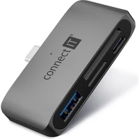 CONNECT IT CompactPRO externí USB-C hub s čtečkou karet - USB huby