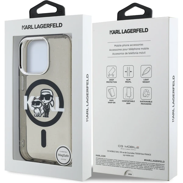 Karl Lagerfeld IML Glitter Karl and Choupette Sketch MagSafe kryt iPhone 15 Pro černý - Pouzdra - Obrázek 52ba4a774fe34413abeffd75f3d8d612