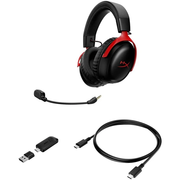 HyperX Cloud III S bezdrátová herní sluchátka černočervená - Sluchátka - Obrázek 532K000K01