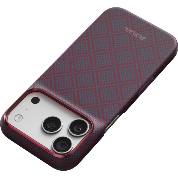 Pitaka Edge Case Argyle MagSafe kryt iPhone 18 Pro Blue's Red - Pouzdra - Obrázek 532aff585d994cc88bcfcd0055b1dacc