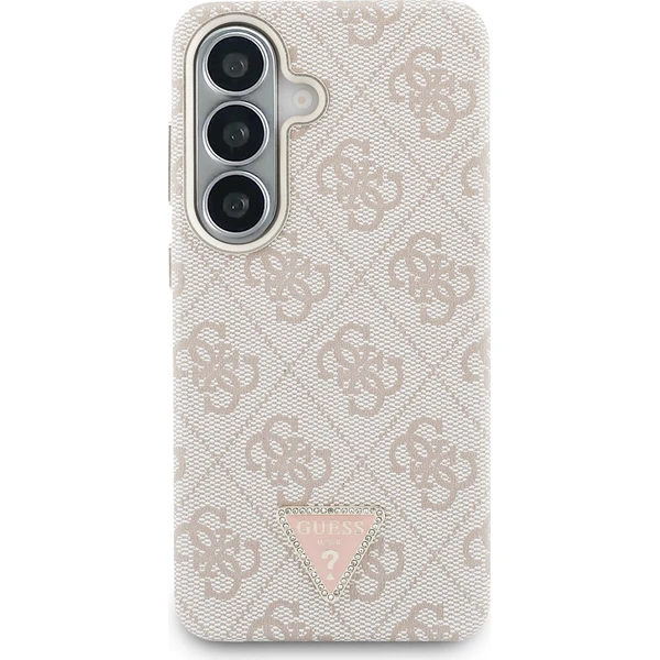 Guess PU Leather 4G Strass Triangle Logo Gold Frame Magnetic kryt Samsung Galaxy S26 růžový - Pouzdra - Obrázek 5369741fe22c4c2bad9fb8d74e8b324a