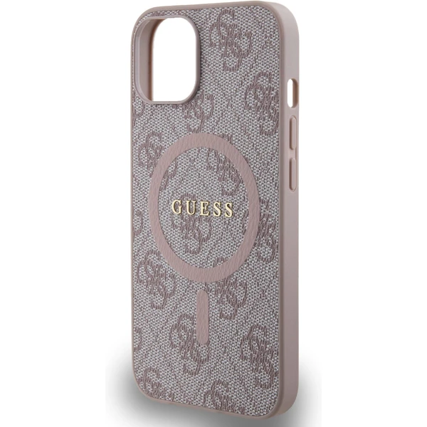 Guess PU Leather 4G Colored Ring MagSafe kryt iPhone 14 růžový - Pouzdra - Obrázek 53ced29d25ea4640b655298ed9baad60