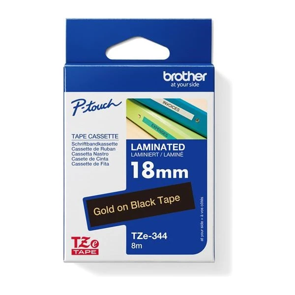 Brother TZe-344 páska zlatá na černém 18 mm - Pásky pro štítkovače - Obrázek 5403a80665bc4d25a8c562eb248c8806