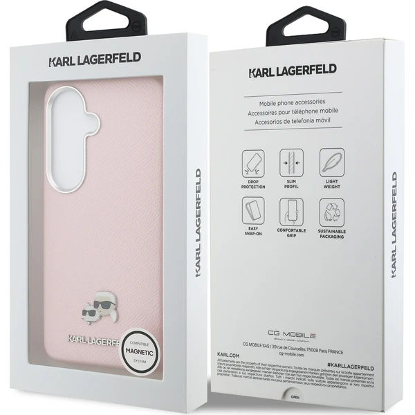 Karl Lagerfeld Grained PU Leather K&CH Heads Magnetic kryt Samsung Galaxy S26+ růžový - Pouzdra - Obrázek 544622c5a2794b0eb6dcbd6dff5eb119