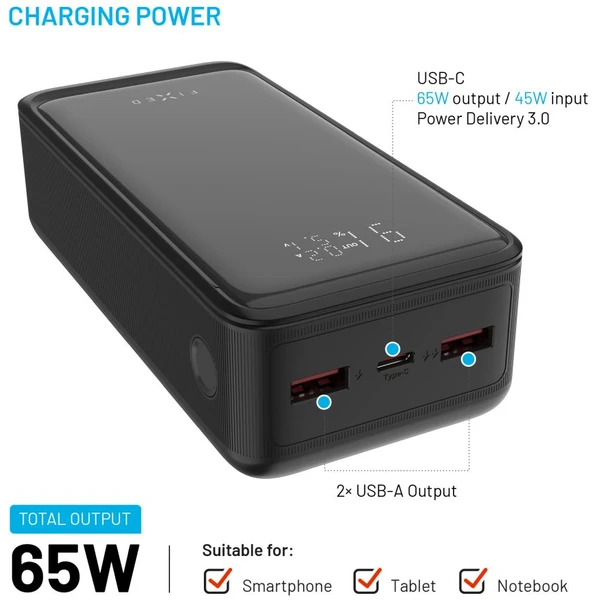 FIXED Zen2 30 Plus powerbanka s LCD displejem a PD 65W, 30 000 mAh, černá - Powerbanky - Obrázek 544a15cc3a8f4a90ba7e2aeda61a7b4a