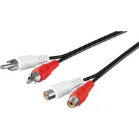 PremiumCord 2x Cinch/2x Cinch prodlužovací kabel 2m černý - Kabely a redukce