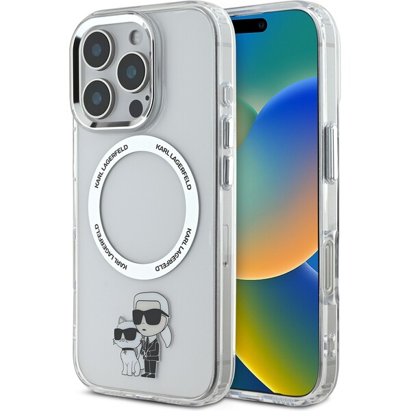 Karl Lagerfeld IML Karl and Choupette MagSafe kryt pro iPhone 16 Pro Max čirý