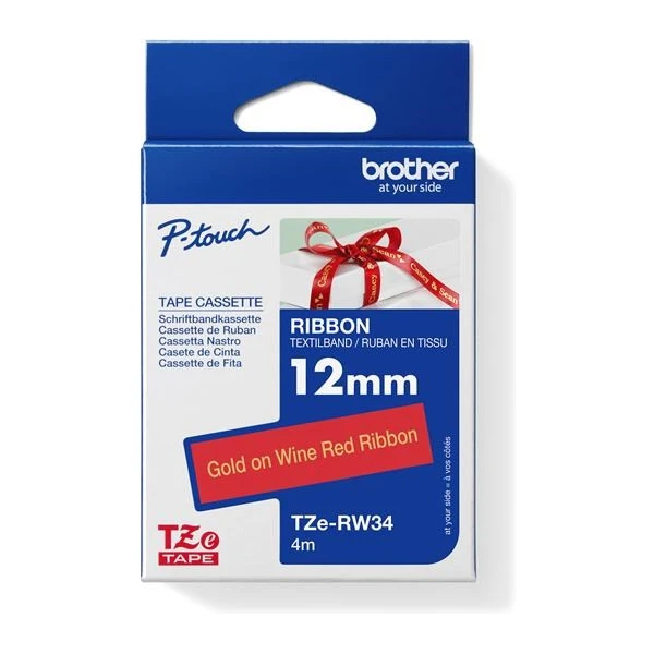 Brother TZe-RW34 textilní páska zlatá na červeném 12 mm - Pásky pro štítkovače - Obrázek 552906cebcfc4cdfa1bd072234521725