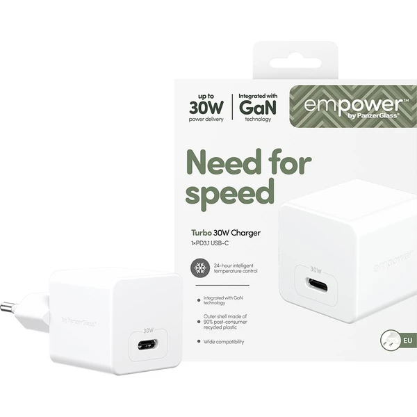 PanzerGlass® empower nabíječka Turbo GaN (30 W) 1x USB-C, bílá - Nabíječky - Obrázek 553J000K01