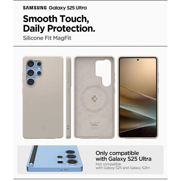 Spigen Silicone Fit MagSafe kryt Samsung Galaxy S25 Ultra přírodní titan - Pouzdra - Obrázek 555ec9a32ef64e99b19fb4cf772dbeaa