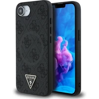 Guess PU 4G Strass Triangle Metal Logo kryt iPhone 17e/16e černý - Pouzdra