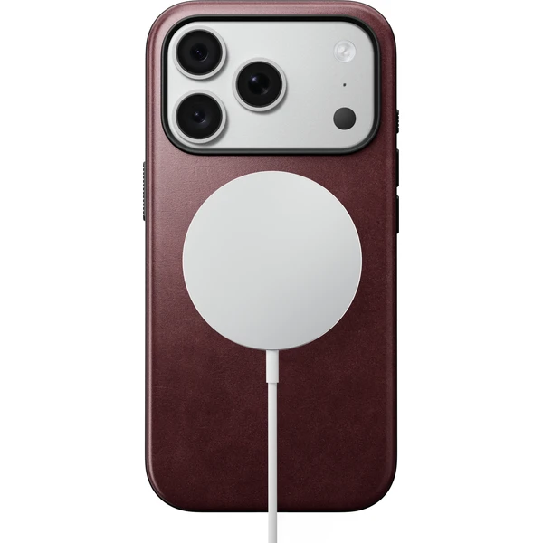 Nomad Modern Leather (Horween) MagSafe kožený kryt iPhone 17 Pro/18 Pro Burgundy - Pouzdra - Obrázek 55b8def03b9d4352b902fb455daeffe0