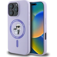 Karl Lagerfeld Liquid Silicone Karl and Choupette MagSafe kryt iPhone 16 Pro fialový - Pouzdra