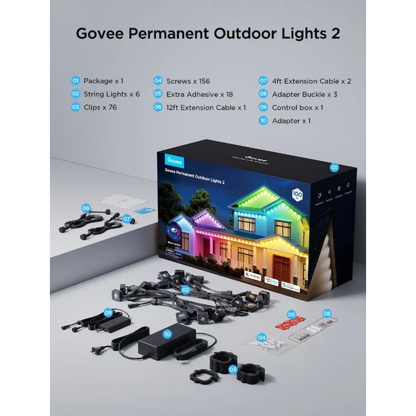 Govee RGBICW venkovní světla Matter 30m černý - Chytrá osvětlení - Obrázek 55d248e07dca41a4b01bd791106c218f