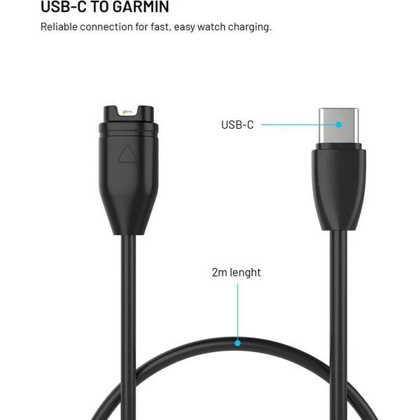 FIXED USB-C nabíjecí kabel pro Garmin Forerunner/Fenix/Venu/Vívoactive/Instinct, 2m černý - Kabely a redukce - Obrázek 55eac81aea684502b192126d6e8acec8