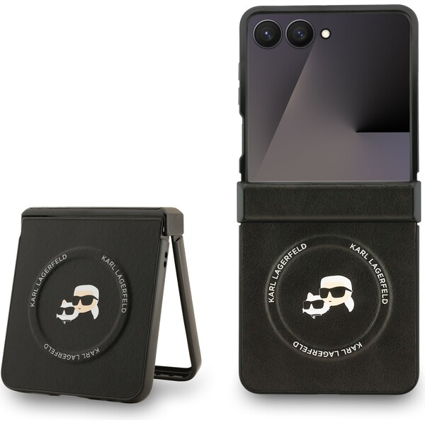 Karl Lagerfeld PU Karl and Choupette Heads Magnetic kryt Samsung Galaxy Z Flip 7 černý