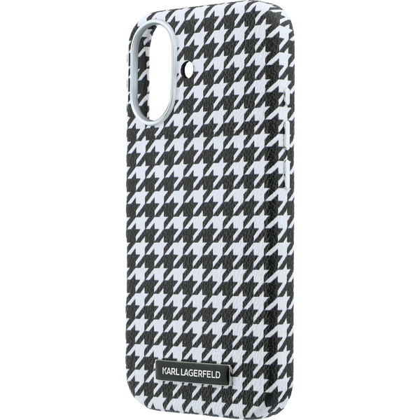 Karl Lagerfeld PU Houndstooth Resin Plate MagSafe kryt iPhone 17 černý - Pouzdra - Obrázek 56411b5957954469bceb71eb95f44b65