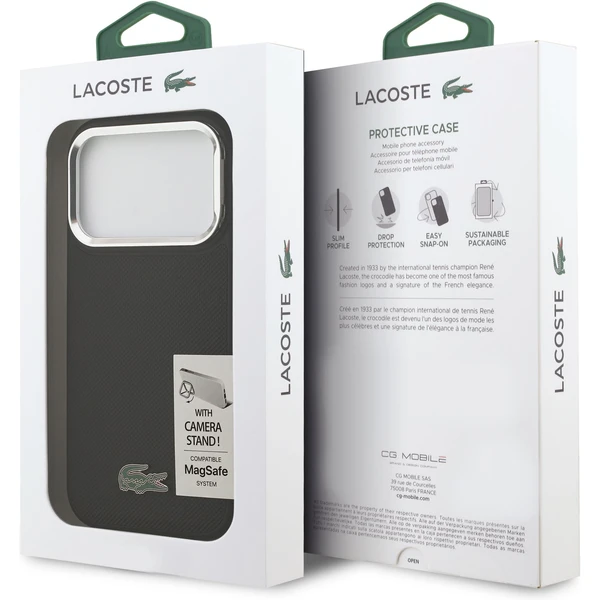 Lacoste Iconic Petit Pique Camera Stand MagSafe kryt iPhone 17 Pro černý - Pouzdra - Obrázek 568b49d7a7cc41ecb5e7bd5aed655150